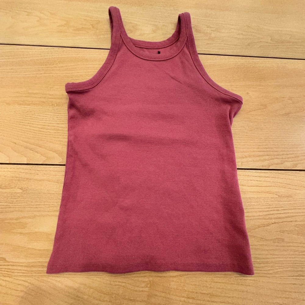 Unbranded Ribbed High Neck Tank Top Womens Size S Pink Stretch Summer Capsule
